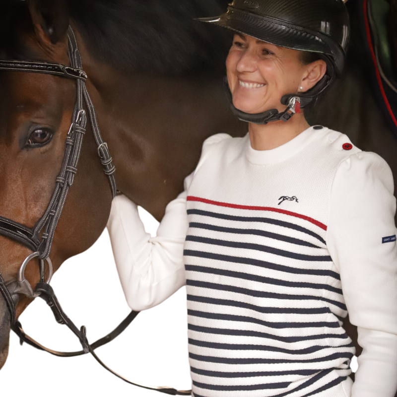 Pénélope - Pull manches longues femme Maelle écru / marine / rouge | - Ohlala