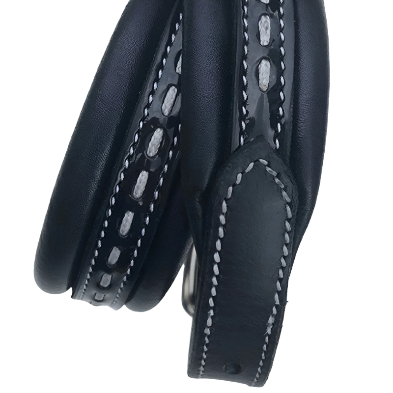 Pénélope - Collier pour chien Point Sellier noir | - Ohlala