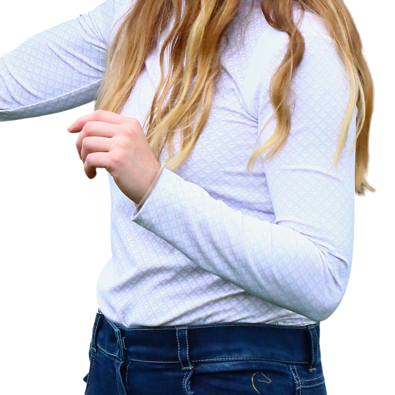 Pénélope - Polo de concours manches longues femme Seville blanc | - Ohlala