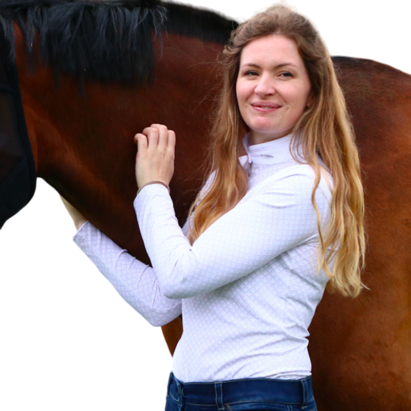 Pénélope - Polo de concours manches longues femme Seville blanc | - Ohlala