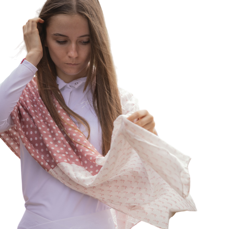 Pénélope - Echarpe Alix vieux rose/ écru | - Ohlala