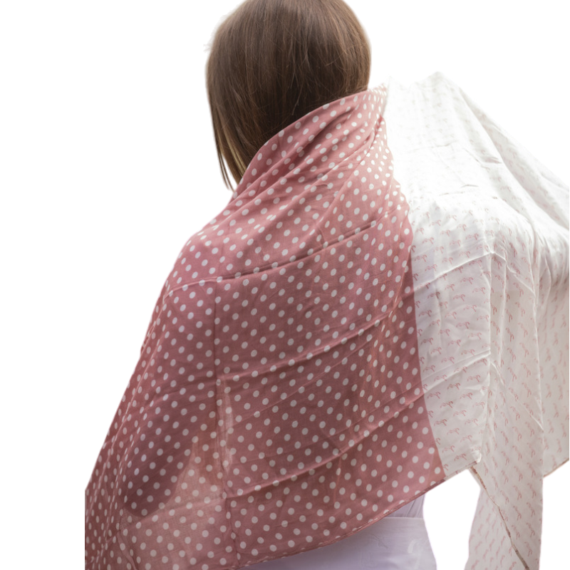 Pénélope - Echarpe Alix vieux rose/ écru | - Ohlala