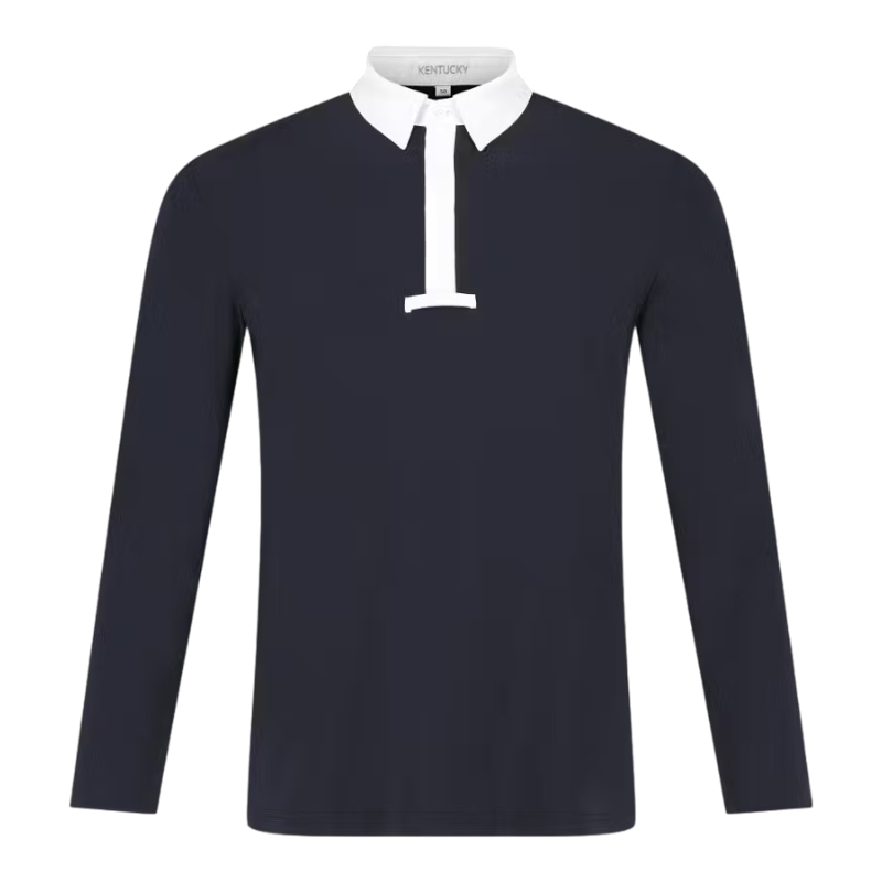 Kentucky Horsewear - Polo de concours manches longues homme Classic marine | - Ohlala