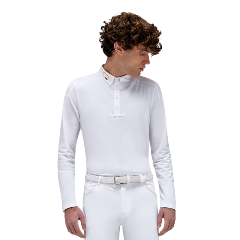 RG Italy - Polo de concours manches longues homme Perforated Competition blanc | - Ohlala