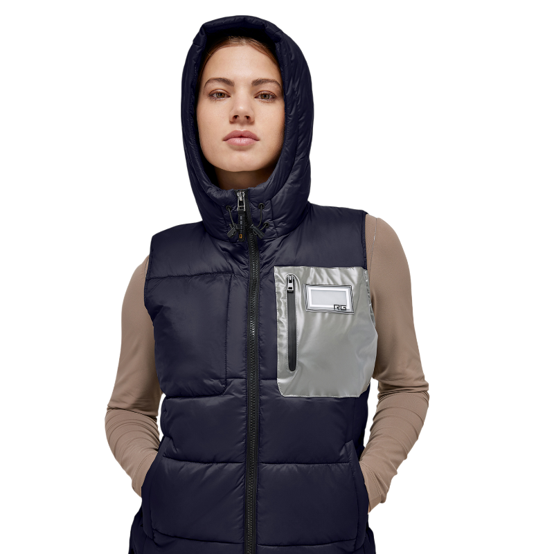 RG Italy - Doudoune sans manches femme Hooded Puffer marine | - Ohlala