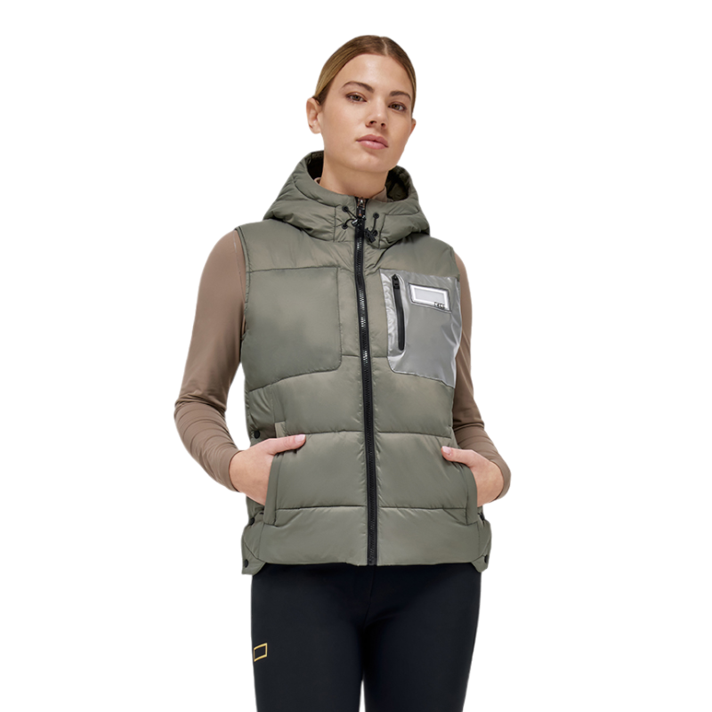 RG Italy - Doudoune sans manches femme Hooded Puffer vert kaki | - Ohlala