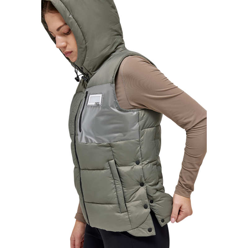 RG Italy - Doudoune sans manches femme Hooded Puffer vert kaki | - Ohlala