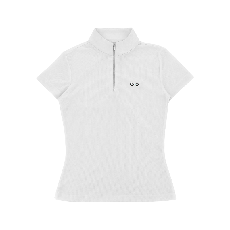 Riding World - Polo de concours manches courtes femme Roxane blanc | - Ohlala