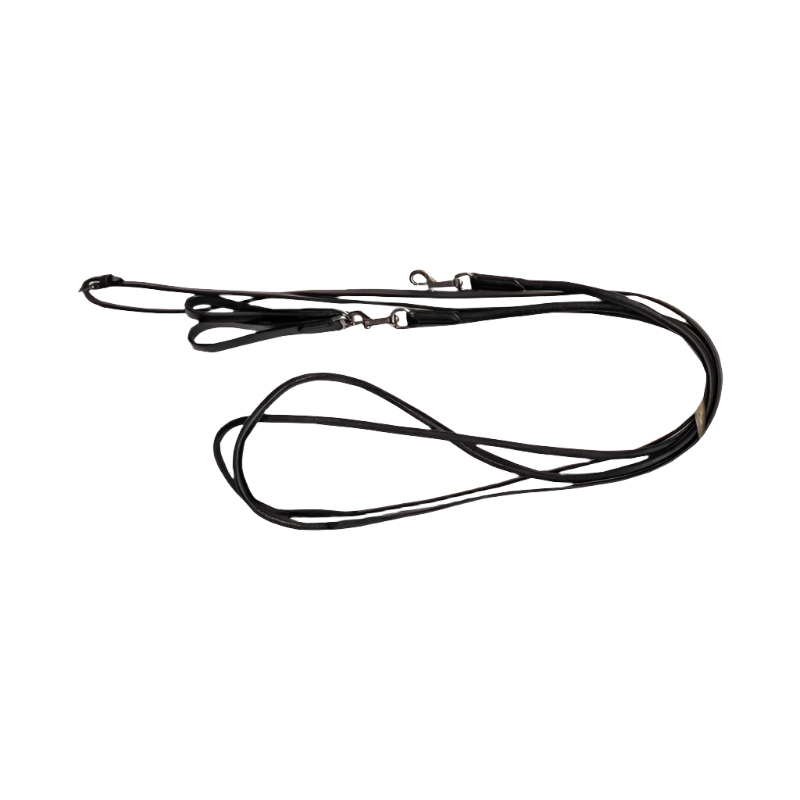 Pénélope - Rênes allemandes en cuir rond noir | - Ohlala