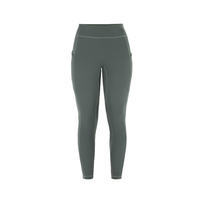 Riding World - Legging d'équitation polaire femme Volga gris/ vert | - Ohlala