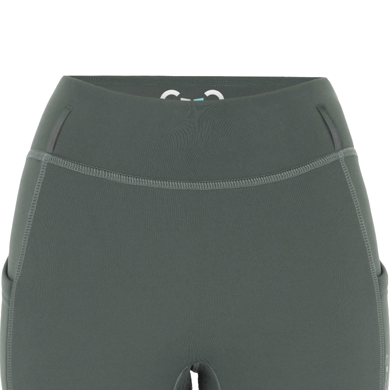 Riding World - Legging d'équitation polaire femme Volga gris/ vert | - Ohlala