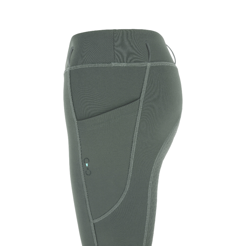 Riding World - Legging d'équitation polaire enfant Volga gris/ vert | - Ohlala