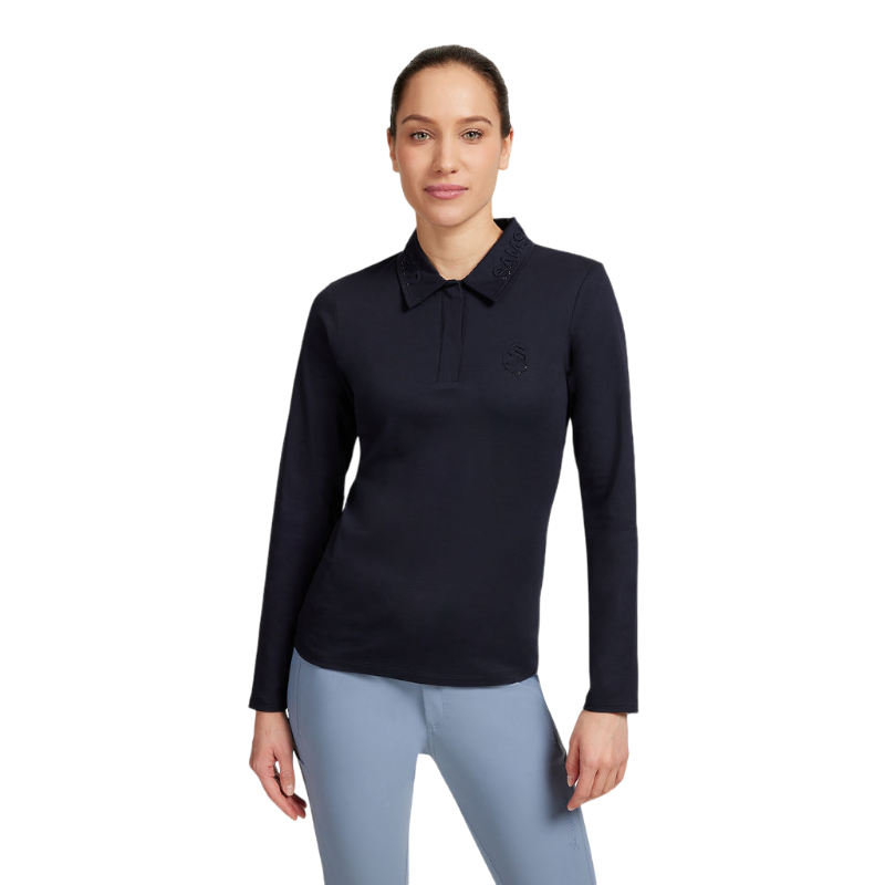 Samshield - Polo manches longues femme Lucie marine mesh | - Ohlala