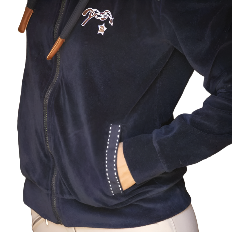 Pénélope - Sweat zip Emy velvet marine | - Ohlala
