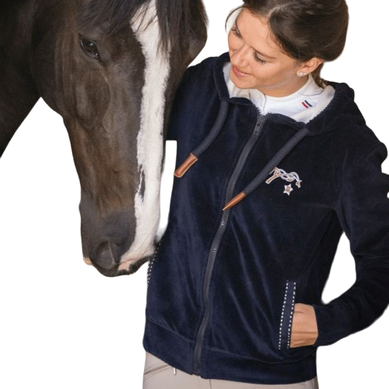 Pénélope - Sweat zip Emy velvet marine | - Ohlala