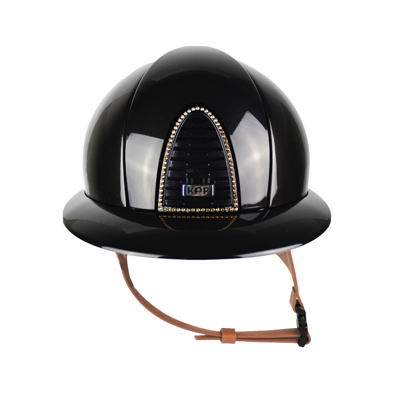 KEP - Casque d'équitation Cromo 2.0 édition limitée Shine Trieste black Swarovski visière polo jugulaire beige | - Ohlala