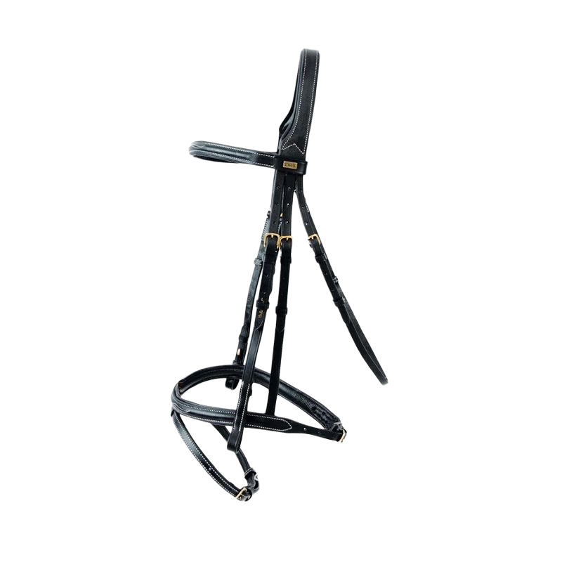 TdeT - Bridon et rênes Kessel têtière triple muserolle combinée noir | - Ohlala