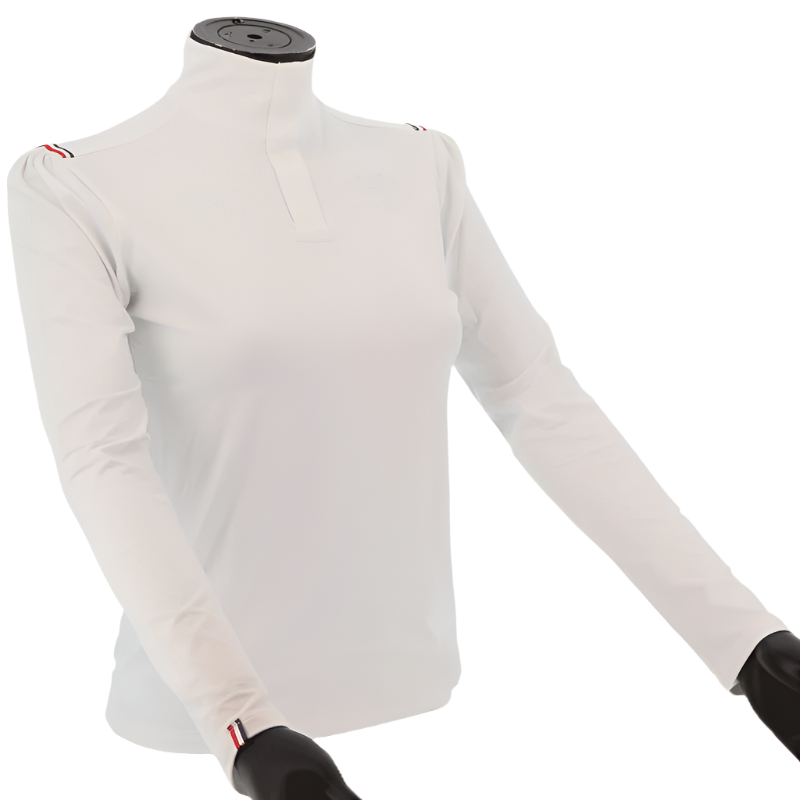 Pénélope - Polo manches longues Bruge galon bleu/ blanc/ rouge | - Ohlala