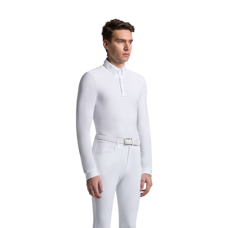 Cavalleria Toscana - Polo de concours manches longues homme Warm Jersey blanc | - Ohlala
