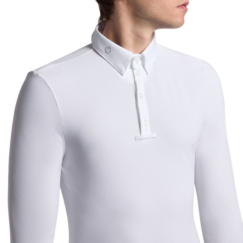 Cavalleria Toscana - Polo de concours manches longues homme Warm Jersey blanc | - Ohlala