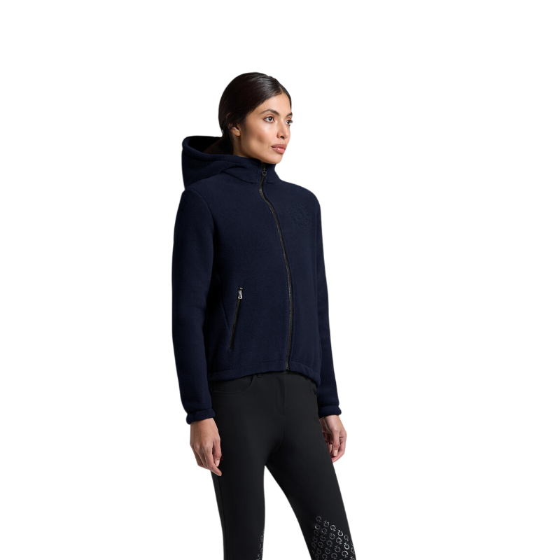 Cavalleria Toscana - Sweat à capuche femme zippé polaire marine | - Ohlala