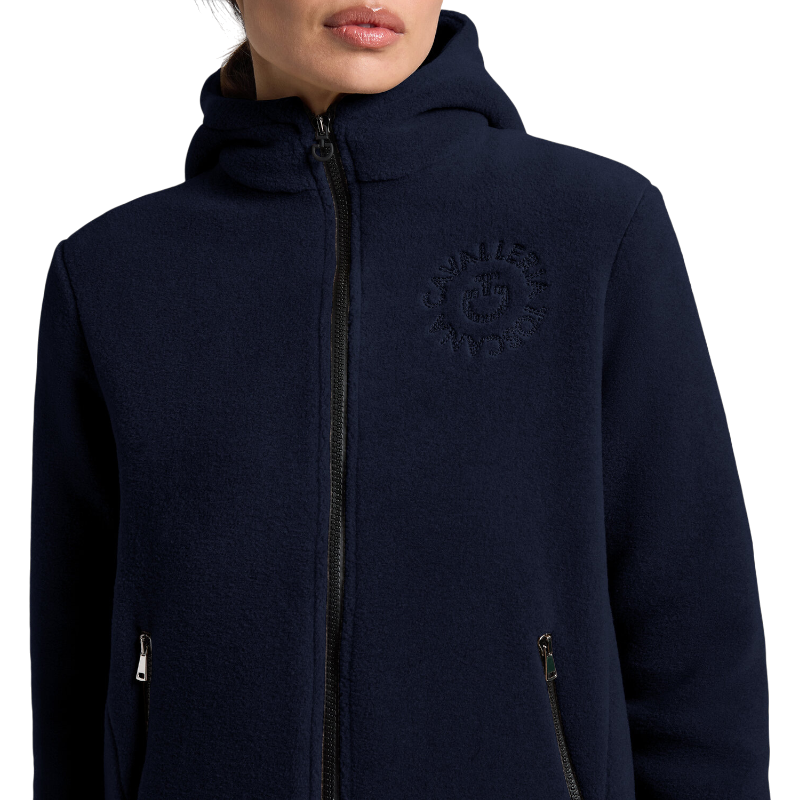 Cavalleria Toscana - Sweat à capuche femme zippé polaire marine | - Ohlala