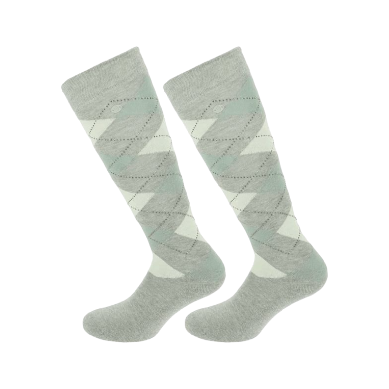 Equithème - Chaussettes Girly gris/ciel (x1) | - Ohlala
