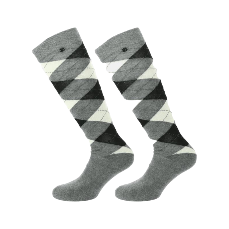 Equithème - Chaussettes Argyle gris/écru (x1) | - Ohlala