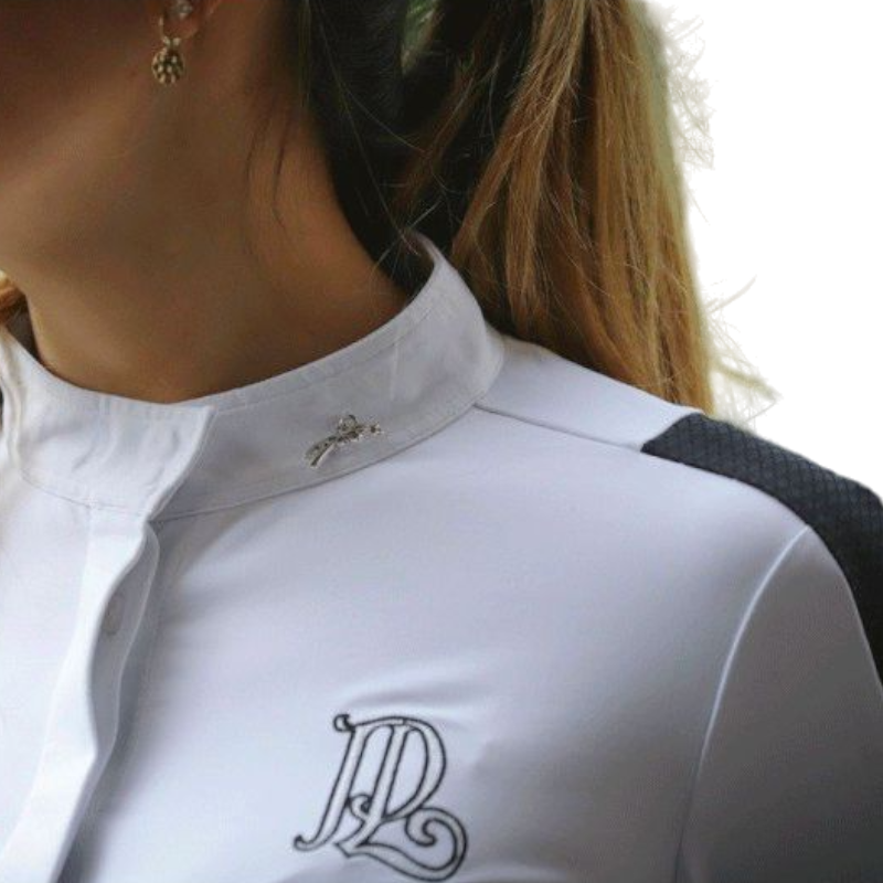 Pénélope - Chemise manches longues de concours Showshirt blanc/ noir | - Ohlala
