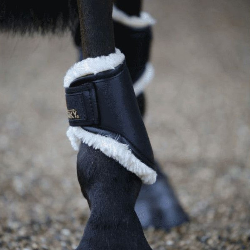 Kentucky Horsewear - Protège-boulets turnout cuir noir | - Ohlala