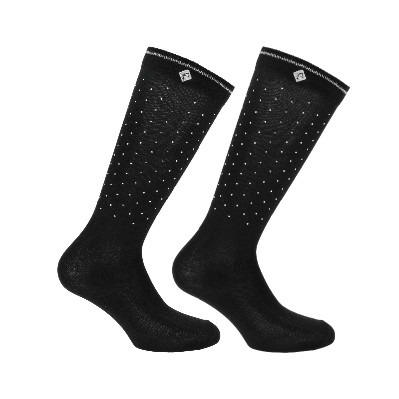 Equithème - Chaussettes d'équitation Kamilia Je t'aime noir | - Ohlala