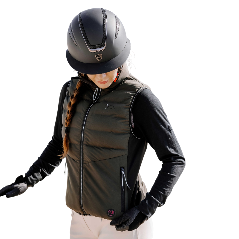 Equithème - Doudoune sans manches chauffante unisexe Sasha kaki | - Ohlala