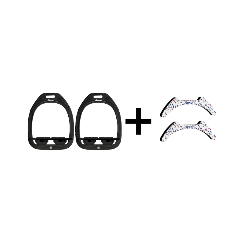 Flex On - Pack Étriers GC plat grip noir/ noir/ noir + Stickers Flex On Cottage blanc/ bleu offerts | - Ohlala