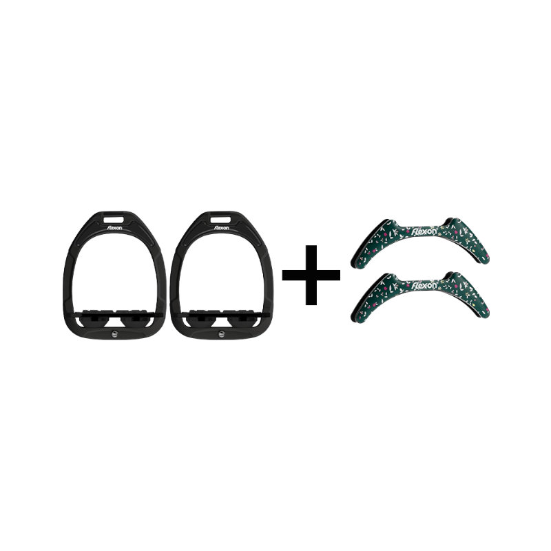 Flex On - Pack Étriers GC plat grip noir/ noir/ noir + Stickers Flex On Cottage vert offerts | - Ohlala