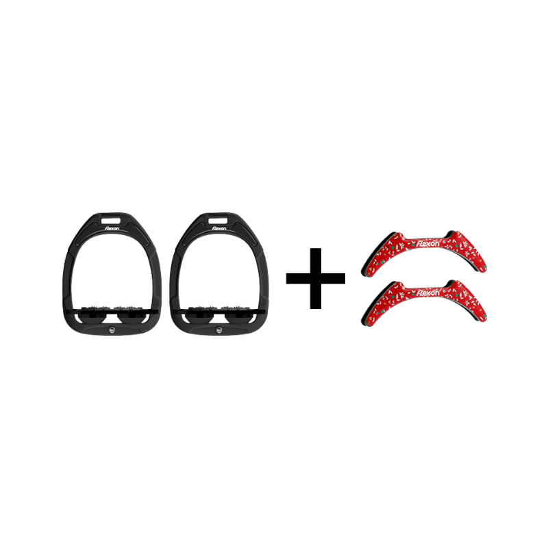 Flex On - Pack Étriers Green Composite plat ultra grip noir/ noir/ noir + Stickers Flex On Cottage rouge offerts | - Ohlala