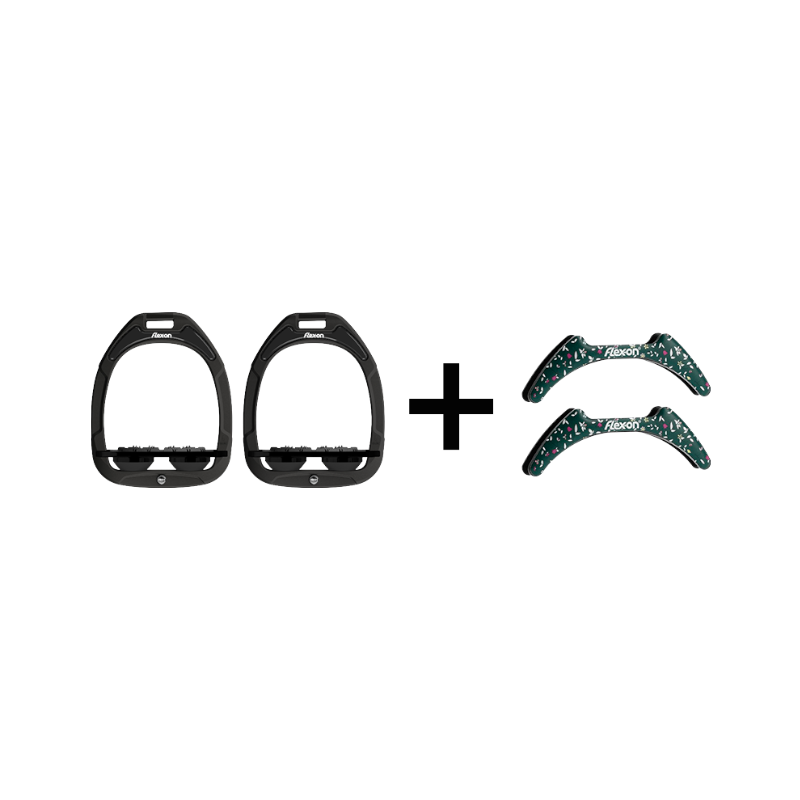 Flex On - Pack Étriers Green Composite plat ultra grip noir/ noir/ noir + Stickers Flex On Cottage vert offerts | - Ohlala