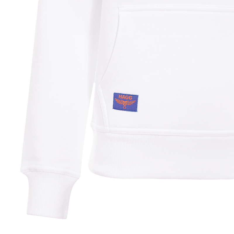 Hagg - Sweat à capuche femme blanc/ orange/ bleu roi | - Ohlala