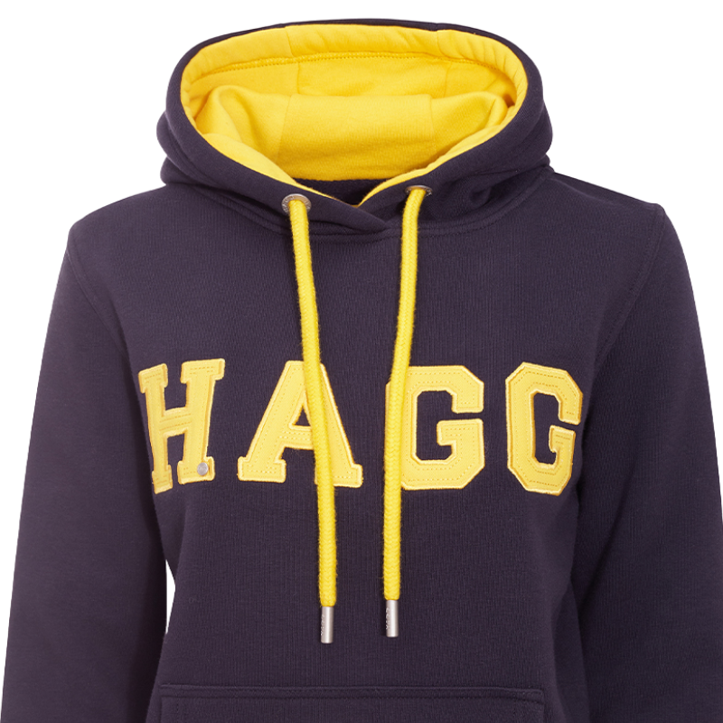 Hagg - Sweat à capuche femme marine/ jaune | - Ohlala
