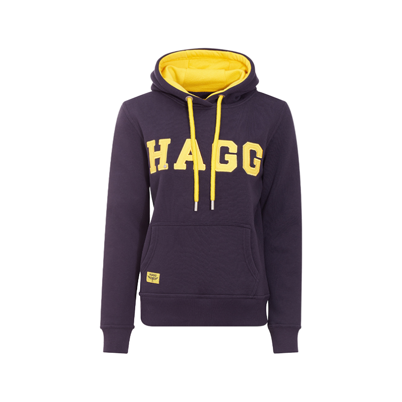 Hagg - Sweat à capuche femme marine/ jaune | - Ohlala