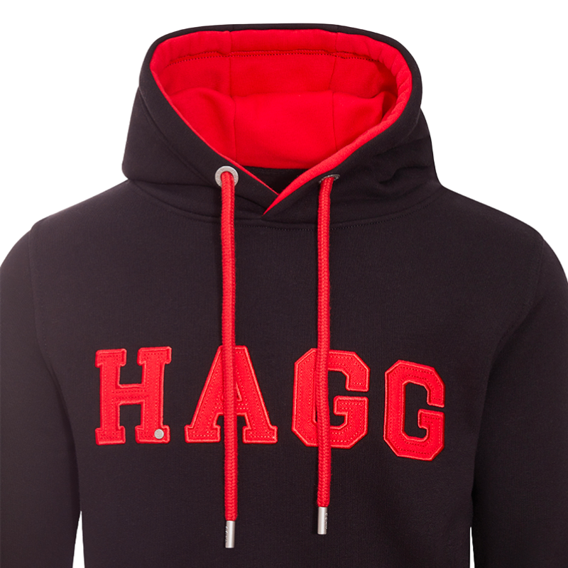 Hagg - Sweat à capuche homme noir/ rouge | - Ohlala