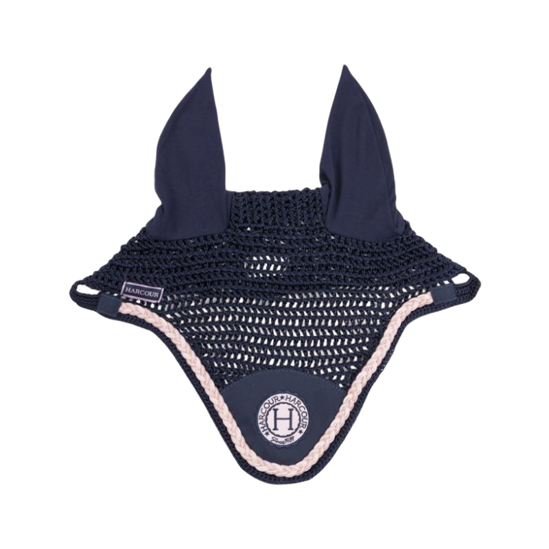 Harcour - Bonnet pour chevaux Suzette marine/ rose | - Ohlala