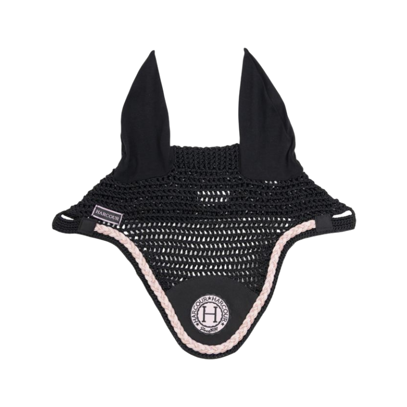 Harcour - Bonnet pour chevaux Suzette noir/ rose | - Ohlala