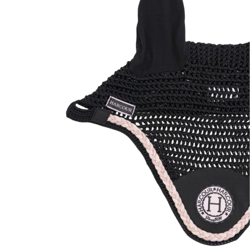 Harcour - Bonnet pour chevaux Suzette noir/ rose | - Ohlala