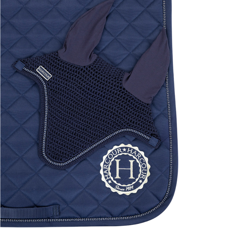 Harcour - Pack tapis de dressage Sunny et bonnet Funny marine/ light gold | - Ohlala