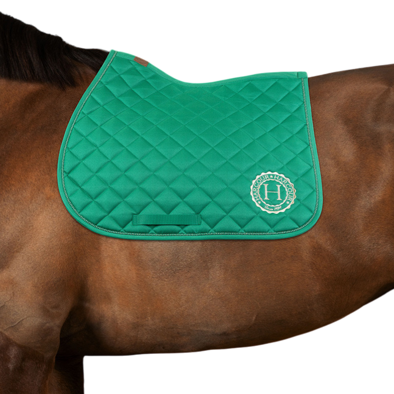 Harcour - Pack tapis de selle Sunny et bonnet Funny vert/ light gold | - Ohlala