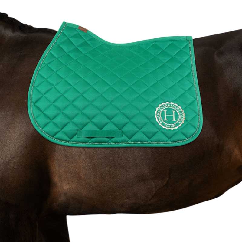 Harcour - Pack tapis de selle Sunny et bonnet Funny vert/ light gold | - Ohlala