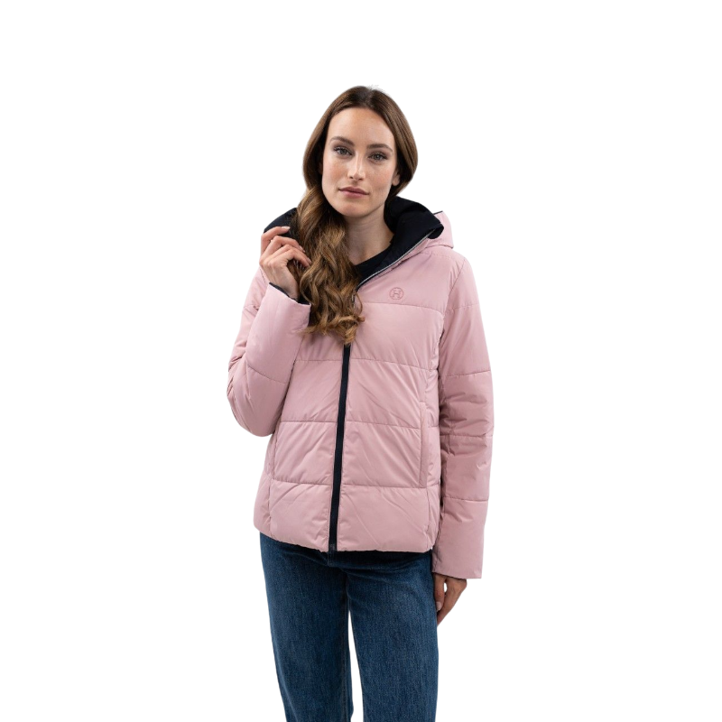 Harcour - Parka courte réversible femme Adele noir/ figue | - Ohlala