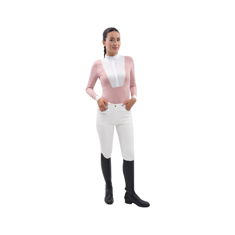 Harcour - Polo de concours manches longues femme Stella pivoine | - Ohlala