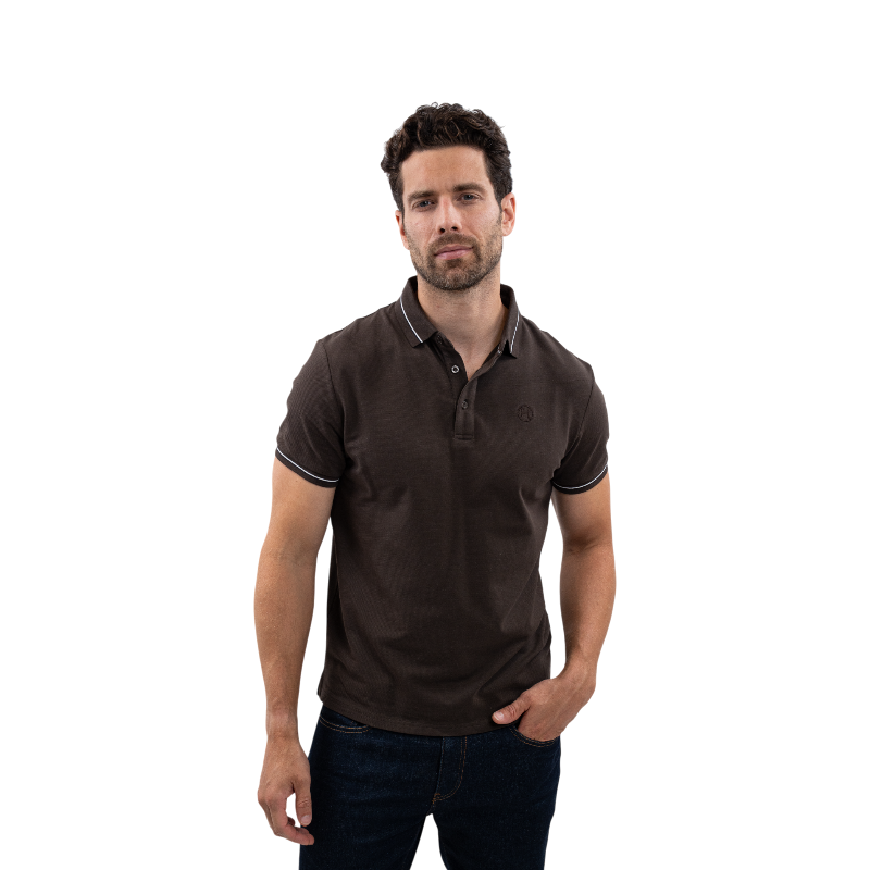 Harcour - Polo manches courtes homme Oscar cacao | - Ohlala
