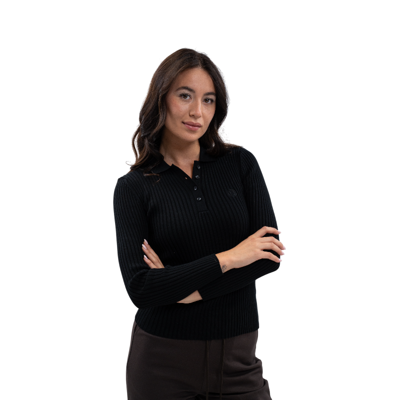 Harcour - Polo manches longues femme Aurore noir | - Ohlala